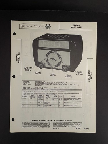 SAMS Photofacts Vintage Radios Marka Dewald - WYBIERASZ MODEL - Zdjęcie 2 z 31