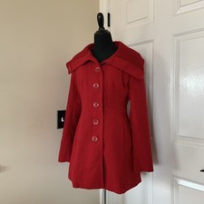 Xaxi Red Collared Pea Coat Size Small