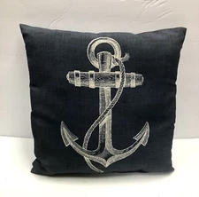 Nautical Throw Pillow Anchor Coastal Beach Spring In/Outdoor Home Decor