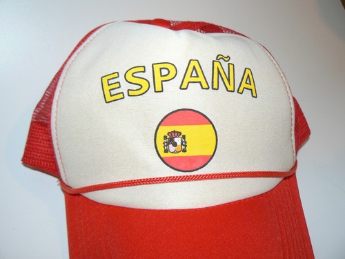 Vintage Espana Spain Mesh Snapback Red Yellow Trucker Farmer Hat Cap NWOT - Picture 2 of 8