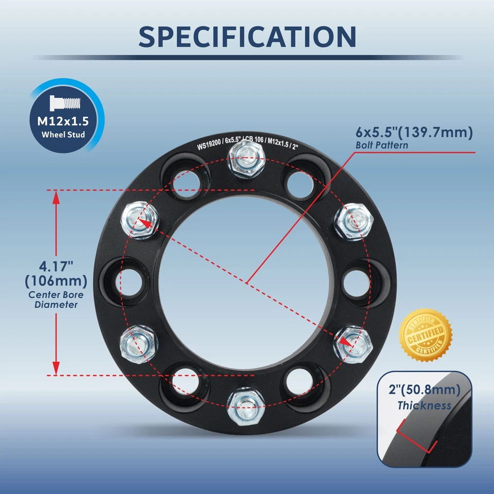 4PC 2" Hubcentric 6x5.5 Wheel Spacers Fits Toyota 4Runner Tacoma Tundra Sequoia - Изображение 3 из 4