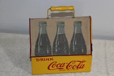 Coca-Cola Bottle 6 Pack Wooden Carrier with Fabric Flaps - Vintage Reproduction