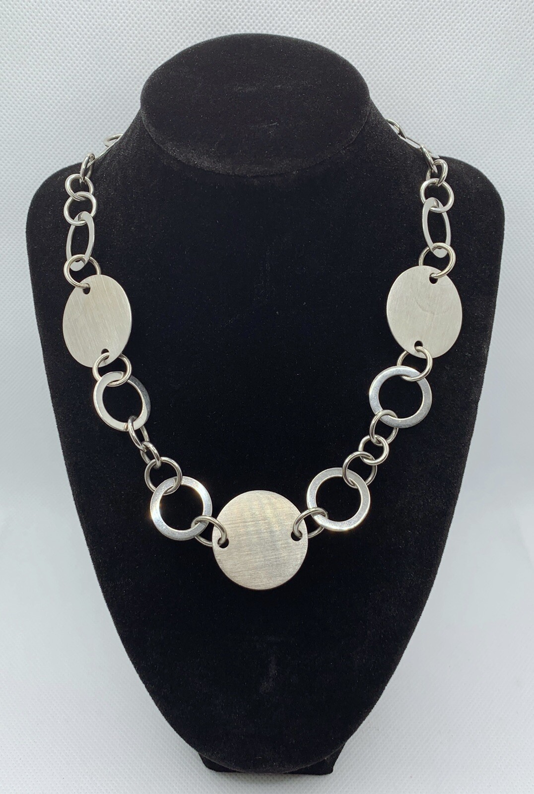 Solid Sterling Silver Multi Circle Link Chain 18"… - image 1