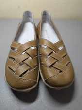 Socofy Leather Braided Flat Loafers Size-40 Women.