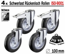 Schwerlast Rückenloch Transport Lenk Rollen 4 x Ø 100mm Br-Le/ BS-Rollen Germany