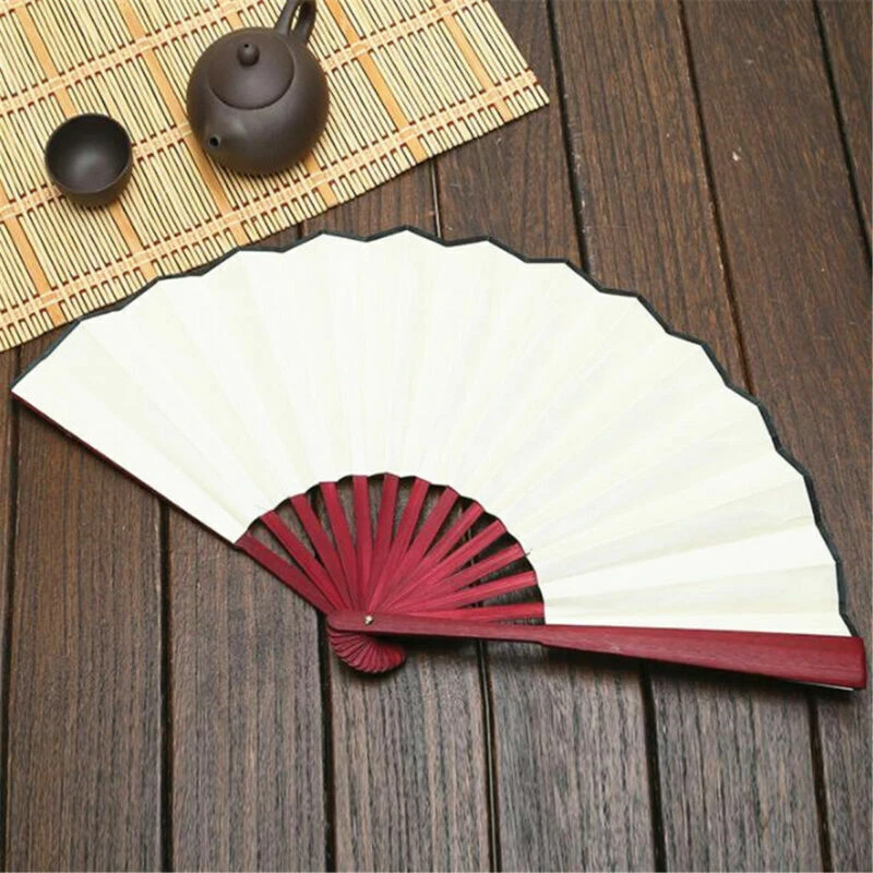 Abanico de mano plegable chino de kung fu tai chi rojo negro blanco Foto 3 de 4