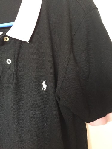 Ralph Lauren Polo Shirt L Pink Black 16 18 Boys - Picture 4 of 8