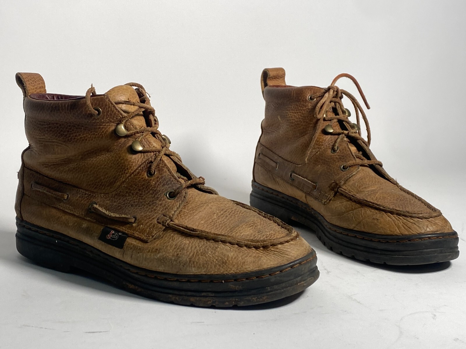 Justin 995 Leather Men's Chukka Ankle High Tan Work Boots Lace Up Sz 11