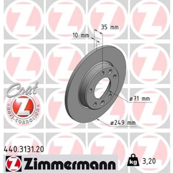 Zimmermann 2X Bremsscheibe Hinten Ø249 Mm Beschichtet FüR Peugeot 308 SW II-image