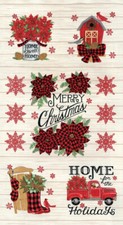 23" Fabric Panel Moda Home Sweet Holidays Deb Strain Christmas Wood Cream