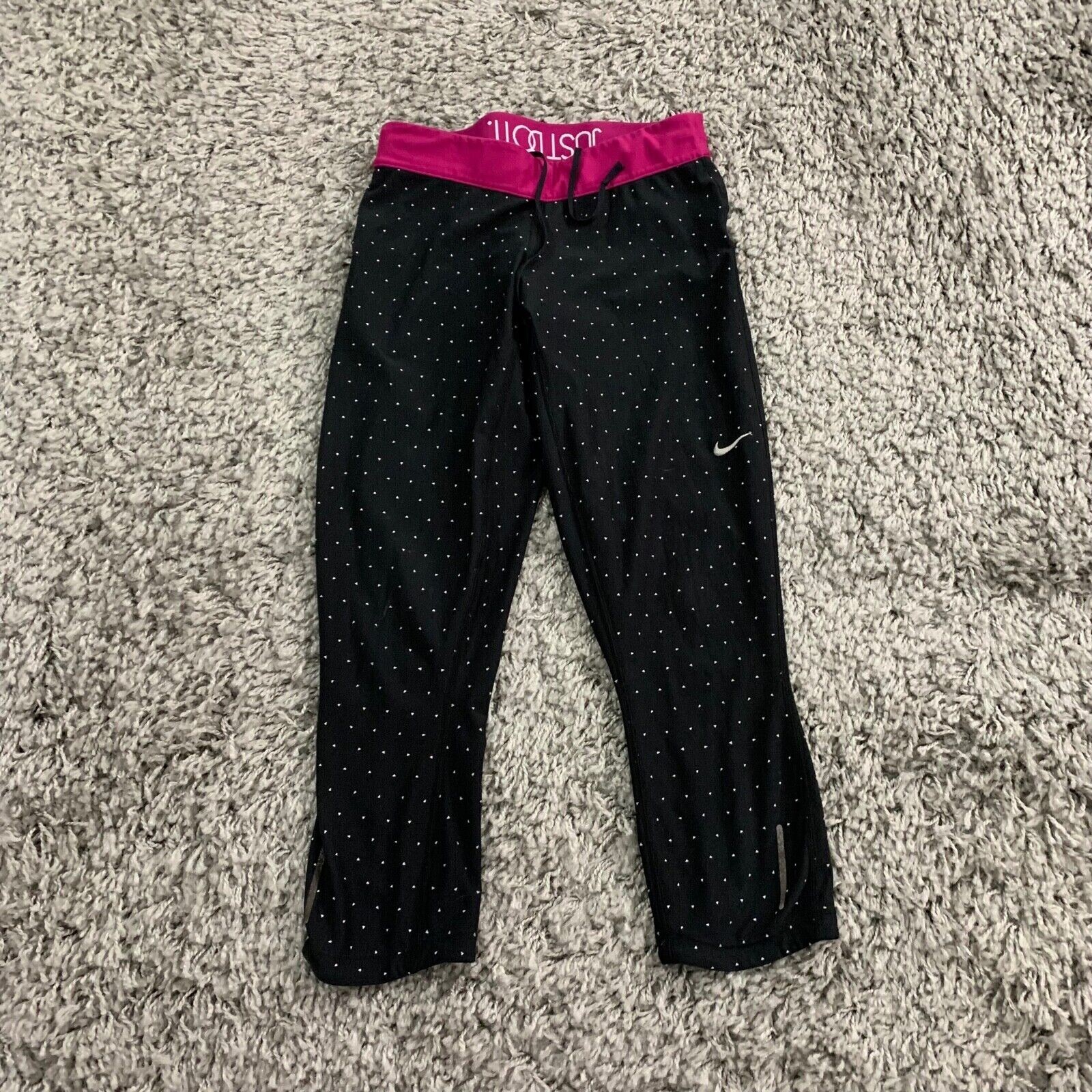 Nike Legging Pants Womens S Small Black Gray Yoga  Poka Dots Workout Dri-Fit