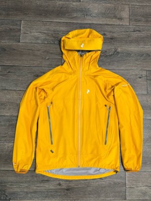 peak performance gore-tex stark light jacket hooded men medium yellow outdoor