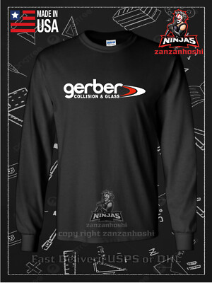 New Gerber Collision & Glass Logo American Long Sleeve Tee Shirt