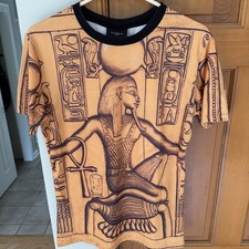 Camiseta Givenchy Hombre Talla XL Dorada Faraón Egipcio Manga Corta Extra Grande