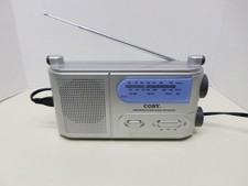 Coby CX-38 Portable AM FM TV2/WB Weather Band Receiver Radio Silver Small VtG