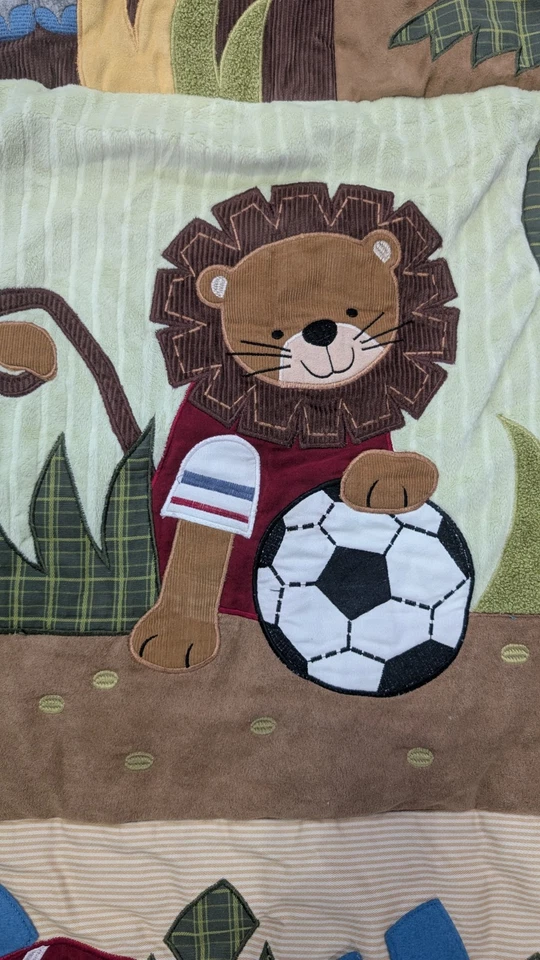 Juego de ropa de cama para cuna de bebé Lambs & Ivy Jungle Safari equipo deportivo - 5 piezas Foto 3 de 4