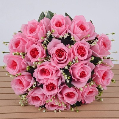 18 Köpfe Seide Rose künstliche Blumen gefälschter Blumenstrauß Hochzeit Home Party Dekor UK