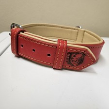 New Riparo L Xl Dog Collar Red Leathet Big Thick Heavy Duty Buckle padded