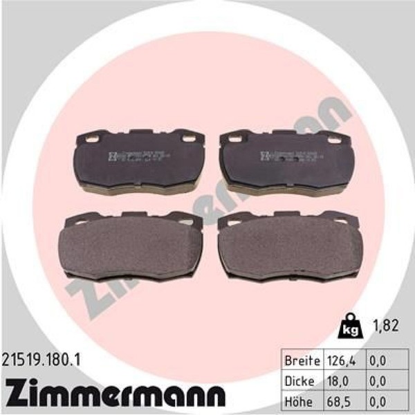Zimmermann 21519.180.1 Bremsbelagsatz FüR Scheibenbremse Bremsbelagsatz-image