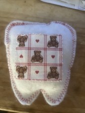 Handmade Tooth Fairy Pillow Adorable White Felt Tooth With Pocket Vintage Bears