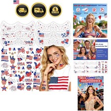 4th of July Glitter Freckle Tattoos, Patriotic Temporary Tattoos Stickers, 4t...