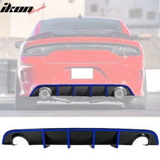 Fits 15-23 Dodge Charger SRT V3 Style Rear Diffuser with Blue Reflective Tape