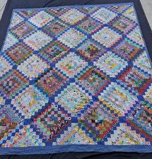 Vintage Beautiful Quilt Different Pieces Hand Woven size 100x86 inches