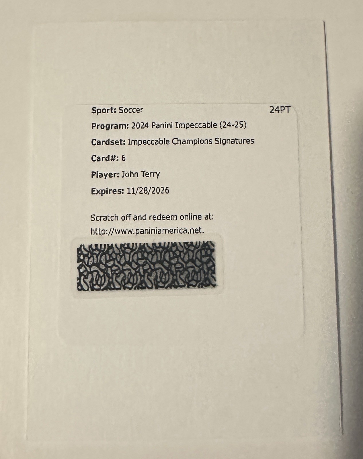 2024-25 Impeccable Premier League John Terry CHAMPIONS SIGNATURES Redemption