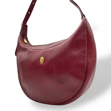 Good Cartier Must Line Shoulder Bag One Red Bordeaux Wine Leather