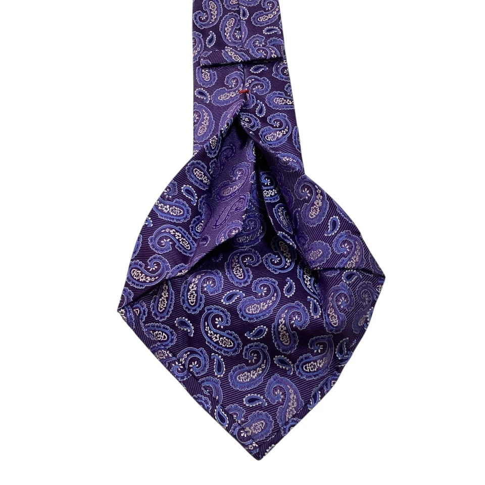 DANIEL CREMIEUX Sevenfold Silk XL Necktie LIMITED Luxury PAISLEY Purple/Blue GUC - Image 4 of 4