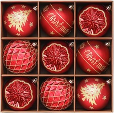 100MM/4 Inch 9PCS Large Christmas Balls Ornaments, Shatterproof Plastic Hangi...