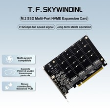 4 M.2 NVMe SSD to PCIe 3.0/4.0 x16 RAID Card Soft RAID Support for Windows Mac L