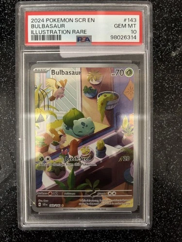 2024 POKEMON SCR EN-STELLAR CROWN ILLUSTRATION RARE #143 BULBASAUR PSA 10