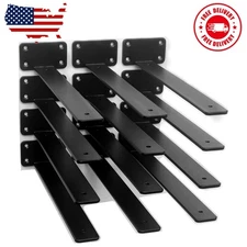 12 Pack-12 inch Black Hidden L Shelf Bracket (1/5 Inch Thicked) Iron Floating...