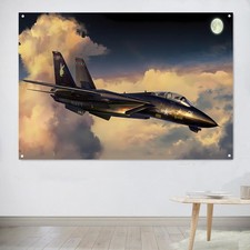F-14A Tomcat Fighter Jet Flag impresión artística tapiz aviación póster habitación decoración del hogar