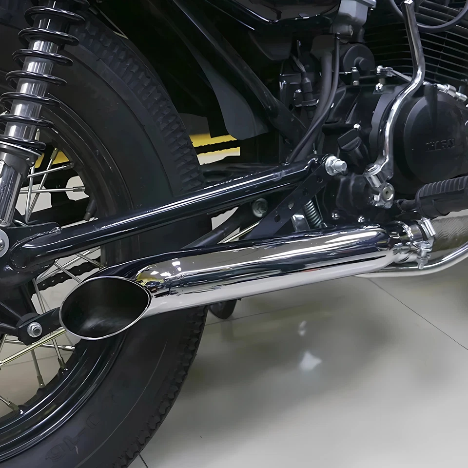 2X Chrome 20" Motorcycle Turnout Silencer Exhaust Custom Chopper Cafe Racer US Foto 3 de 4