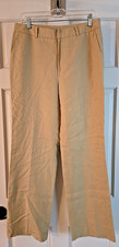 WOW EUC Lauren Ralph Lauren Womens 10 100 Linen Wide Leg Lined Pants Birch Tan