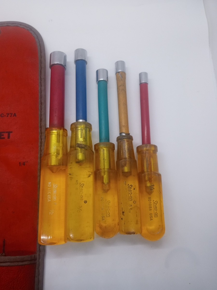 Vintage Snap-on 7 PC SAE Nonconductive Nut Driver Set ND1070