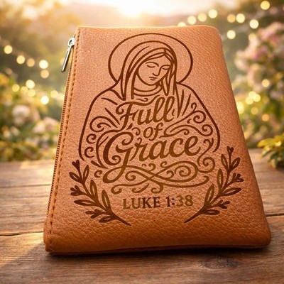 Rosenkranzbeutel mit Gravur: Individuelles katholisches Geschenk Ave Maria voller Gnade