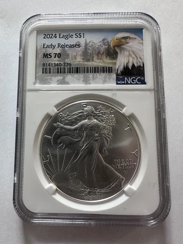 2024 American Silver Eagle $1 Early Releases NGC Graded MS70 U.S. Mint Authentic