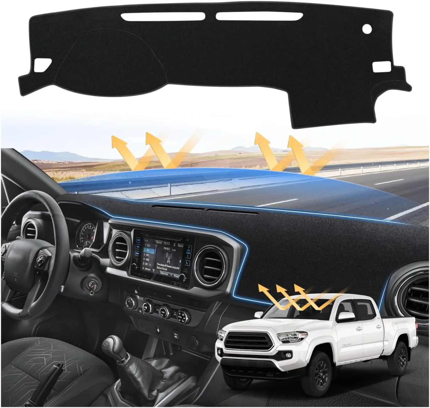 Sunsdrew Dash Cover for 2016-2022 2023 Toyota Tacoma Dashboard Cover Mat for Tac