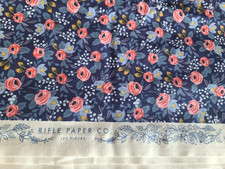 Rifle Paper Co Les Fleurs Cotton Floral Flowers Fabric Blue and Pink