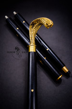 Vintage Brass Handle Victorian Wooden Walking Stick Canes Antique Designer Gift.