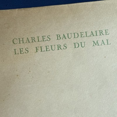 Charles Baudelaire Les Fleurs Du Mal Antique Book Paris, January 13, 1943 