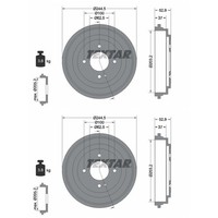 2X Textar 203,2Mm Bremstrommeln Hinten Passend FÜR KIA Picanto Links+Rechts |