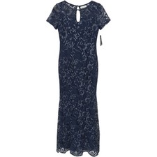 Alex Evenings Navy Blue Floral Embroidered Sequin Gown Dress 81171678 Size 8 NWT