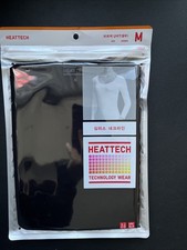 NEW Uniqlo M/S Heattech Black Scoop Neck Long Sleeve T Shirt Top