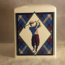 Vintage Bathroom Vanity Tissue Man Cave Accessory Golfer Blue Maroon