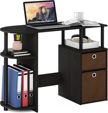 Computer Desk 40 Inch Black with Drawers  Shelves Table Office Home Bedroom