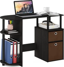 Computer Desk 40 Inch Black with Drawers & Shelves Table Office Home Bedroom